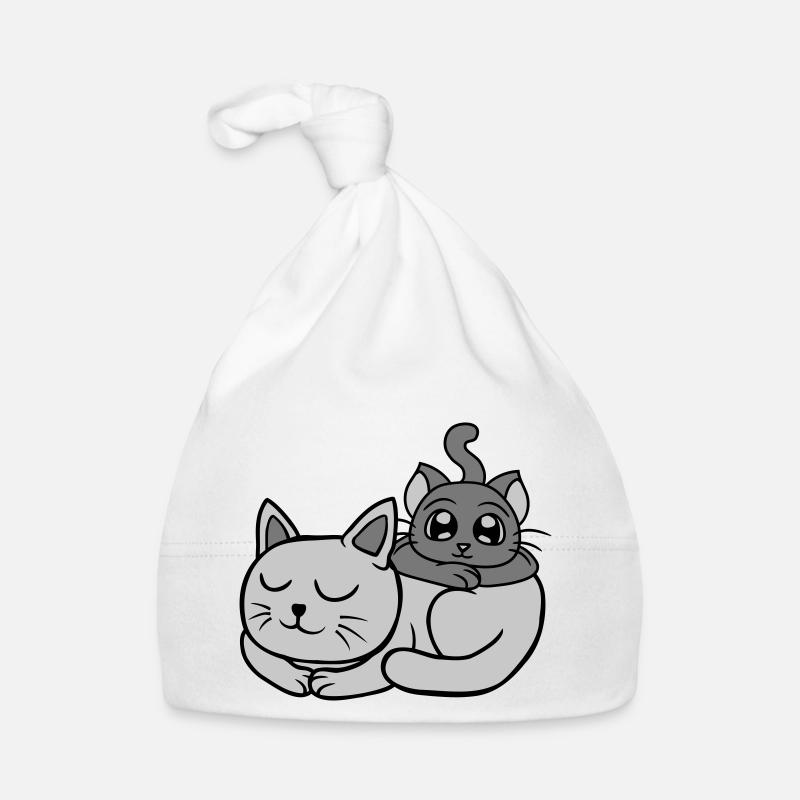 Amis 2 chats l’un sur l’autre Bonnet bio Bébé