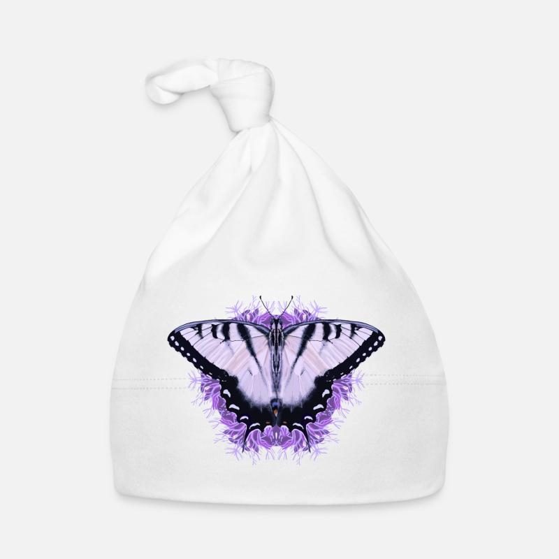 Papillon blanc à fleur pourpre Bonnet bio Bébé