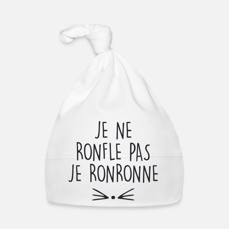 je ne ronfle pas je ronronne - Bonnet bio Bébé - blanc