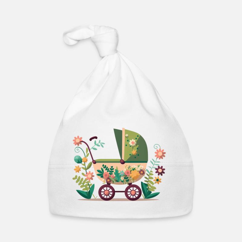Blumiger Kinderwagen 1 Baby Bio-Mütze
