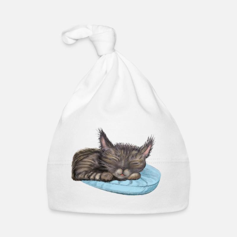 Sleeping Cat Organic Baby Cap
