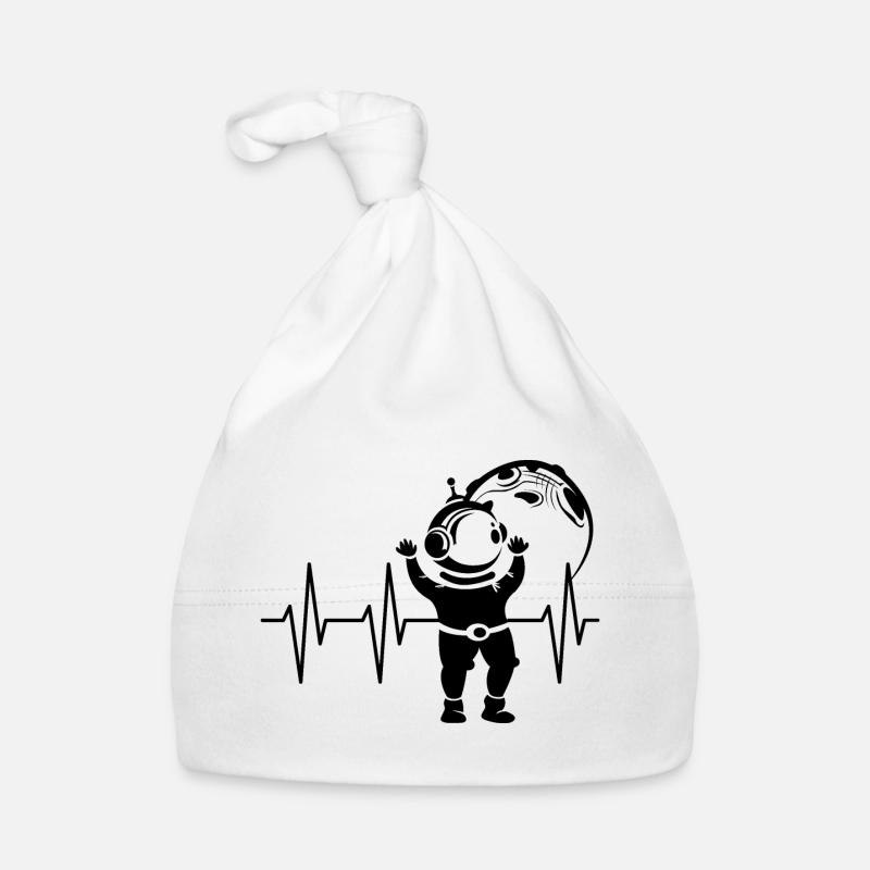 Heartbeat, Moon, Astronaut, Pulse, Space, ECG, Symbol Organic Baby Cap