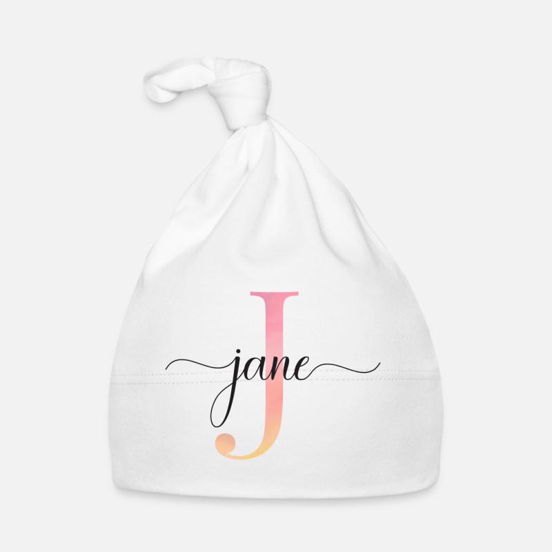J | Monogramme | Nom | Jane |Aquarelle Bonnet bio Bébé