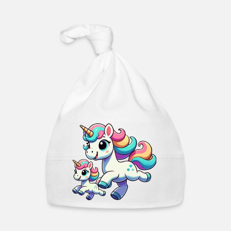 Einhorn-Mutter mit Kind Baby Bio-Mütze