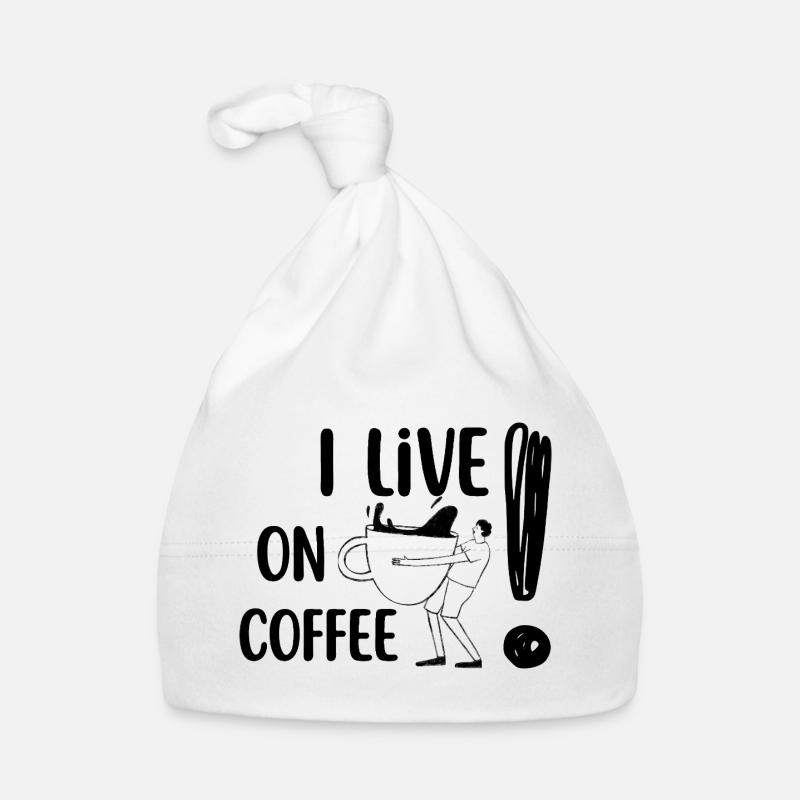 I live on Coffee  - Bonnet bio Bébé - blanc