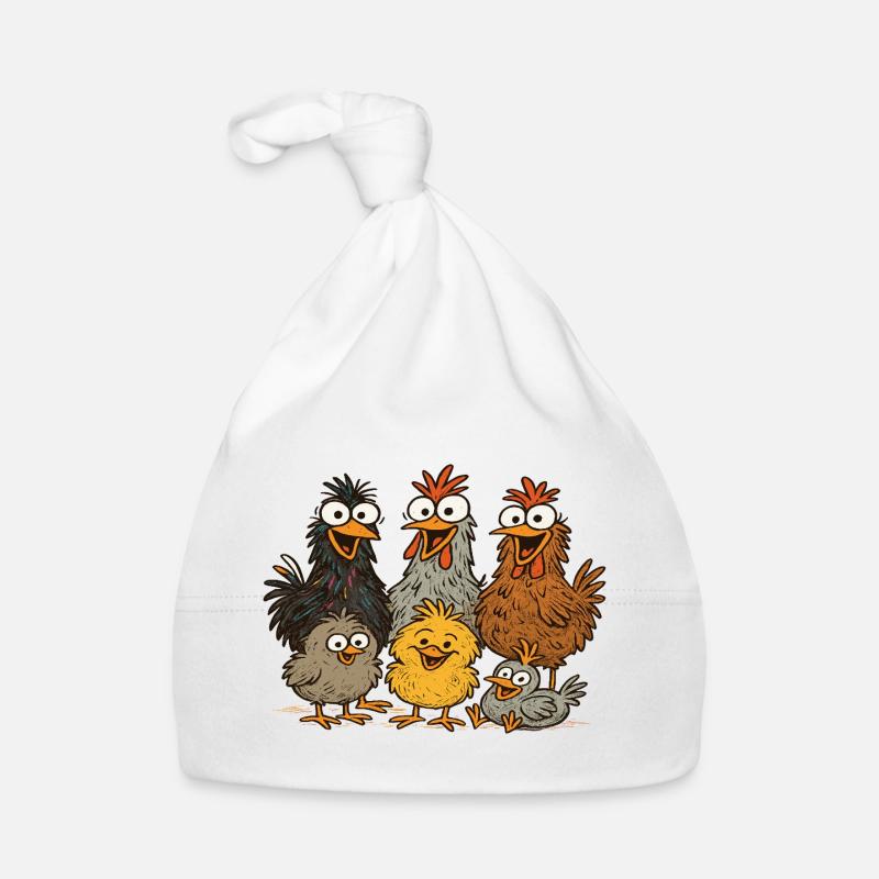 Colorful Chickens Cartoon Pattern Organic Baby Cap