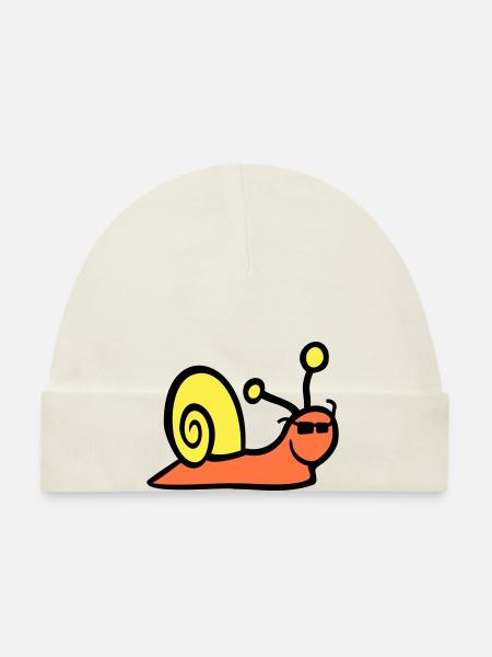 Snail Sunglasses Cute Cute Happy Cool - Organic Baby Cap - white - Front