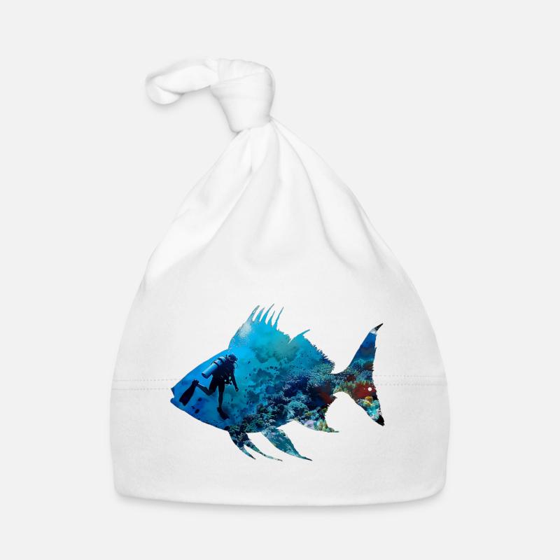 Silhouette de poisson de corail sous-marin Diver Bonnet bio Bébé