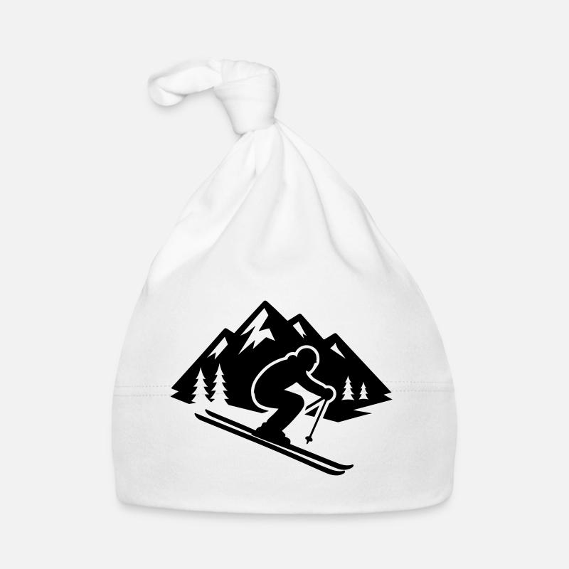 Ski Silhouette Berge Piste Baby Bio-Mütze