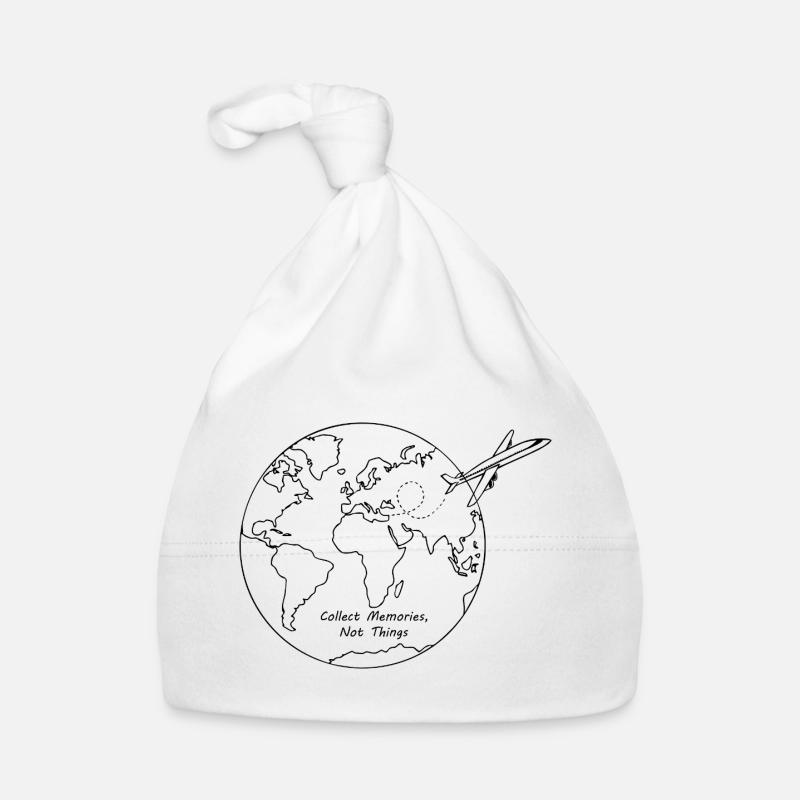 Collectez des souvenirs, pas des choses, Traveller Design - Bonnet bio Bébé - blanc