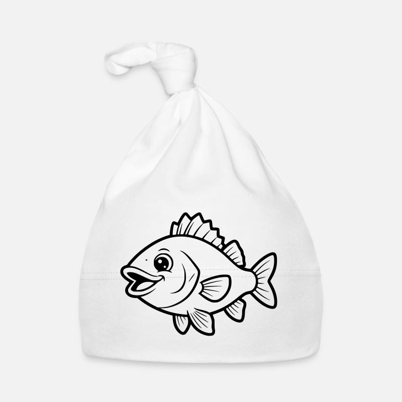 Cute Perch Fish Comic Coloring Page Organic Baby Cap