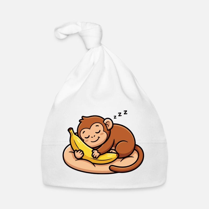 Schlafender Affe mit Banane Baby Bio-Mütze