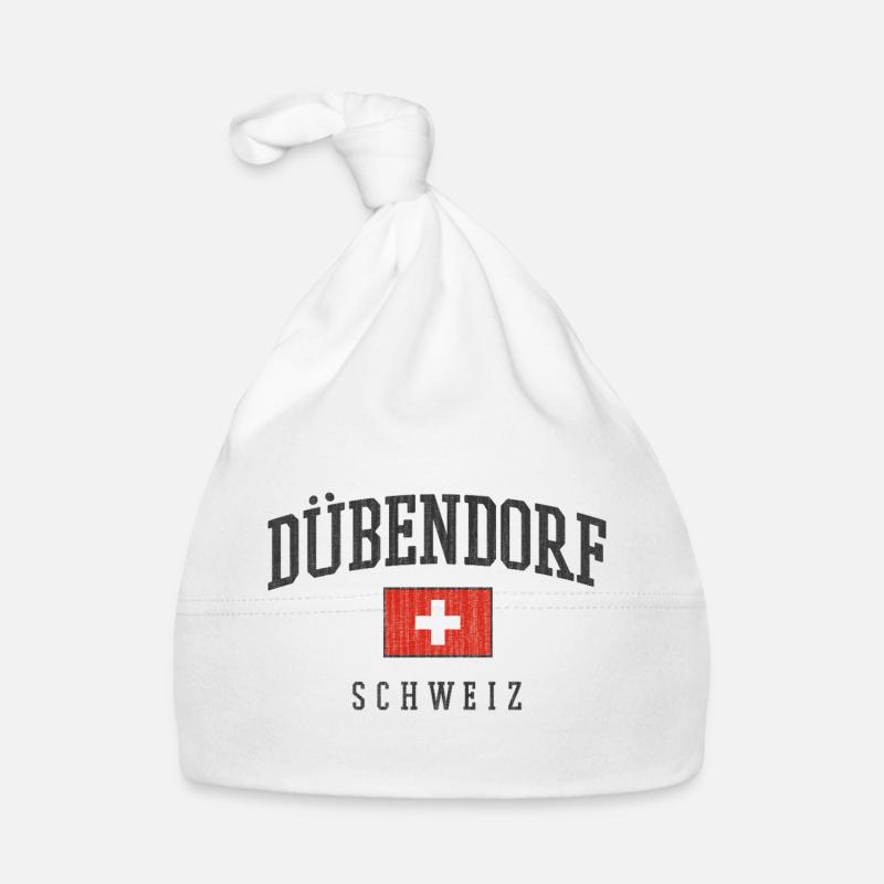 Logo de Dübendorf, Suisse, avec drapeau - Bonnet bio Bébé - blanc