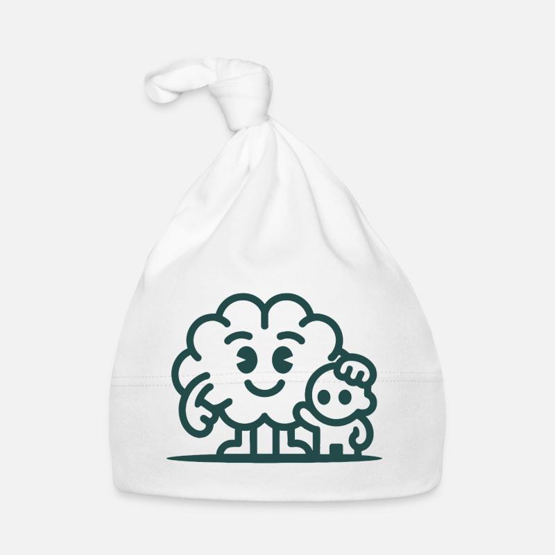 Friendly Cloud Duo Illustration - Bonnet bio Bébé - blanc