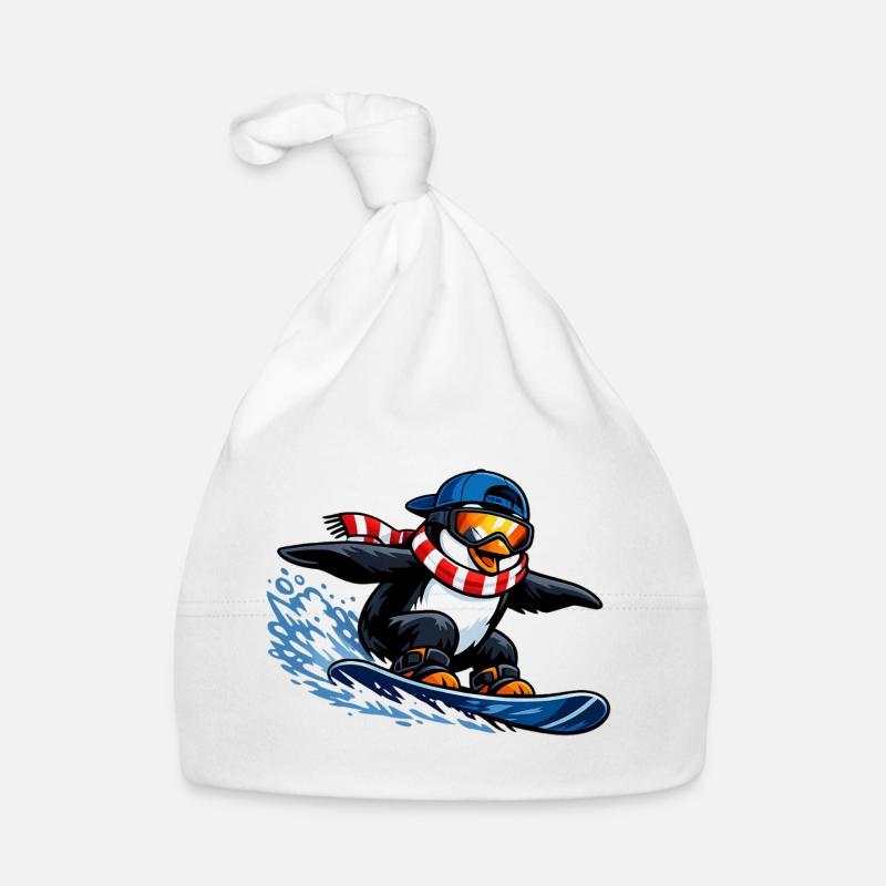 Pinguin Boarder Wintersport Baby Bio-Mütze
