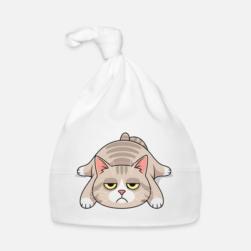 Chat matinal sombre et lugubre - Bonnet bio Bébé - blanc