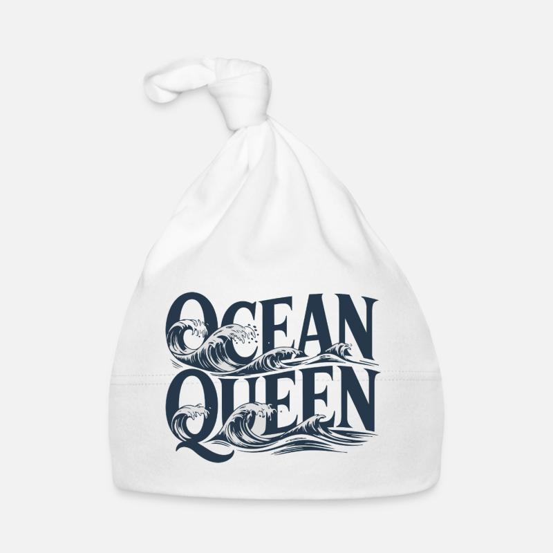 Ocean Queen - Waves Typography Design Organic Baby Cap