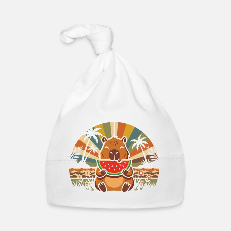 Kuschelbär am Strand mit Wassermelone Baby Bio-Mütze