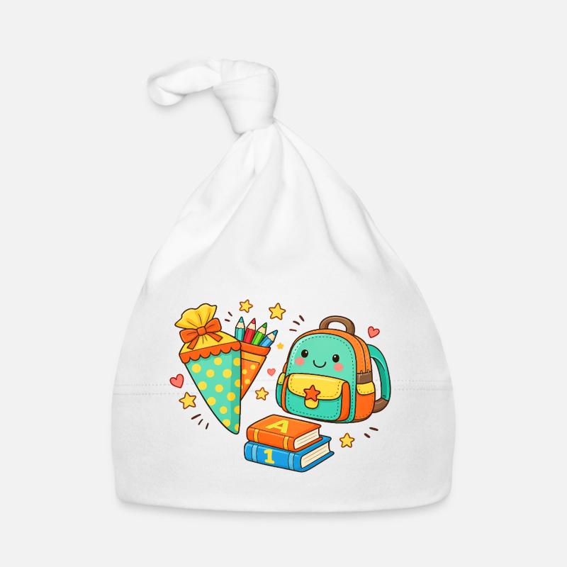 Sac à dos douillet de rentrée avec stylos Bonnet bio Bébé