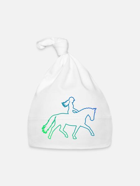 Idée cadeau pour le passionné de chevaux avec le saut d’obstacles - Bonnet bio Bébé - blanc - Devant
