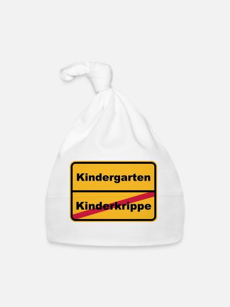 Ortsschild Kinderkrippe - Baby Bio-Mütze - Weiß - Vorne