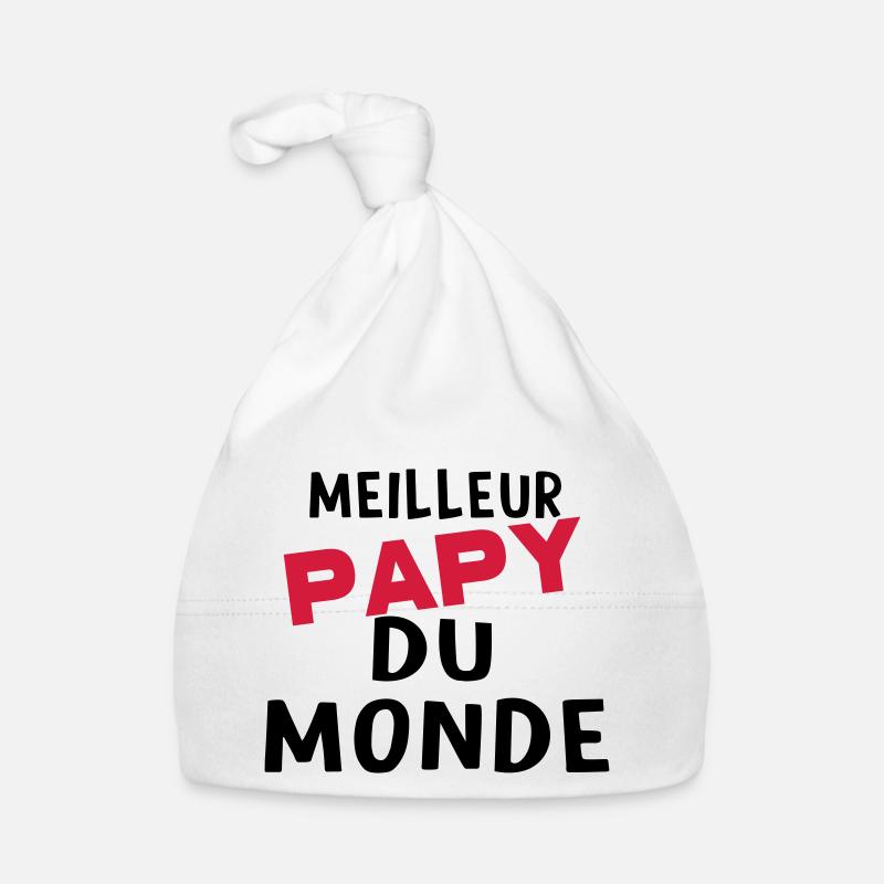 meilleur papy dU MONDE - Bonnet bio Bébé - blanc