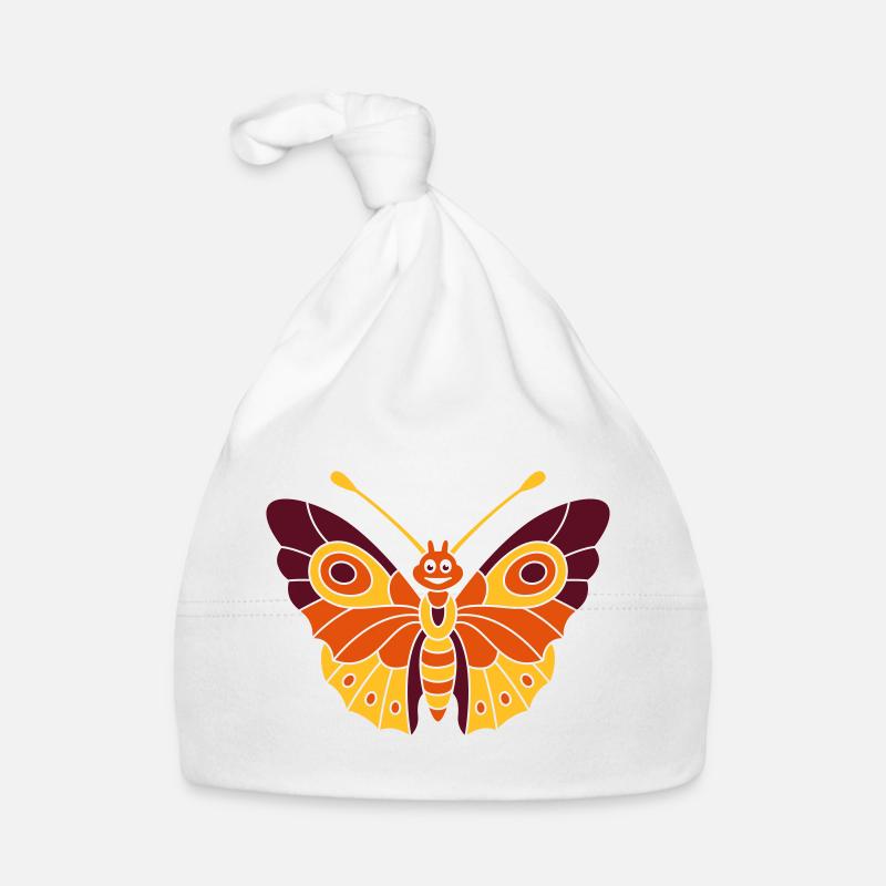 Papillon (d) - Bonnet bio Bébé - blanc