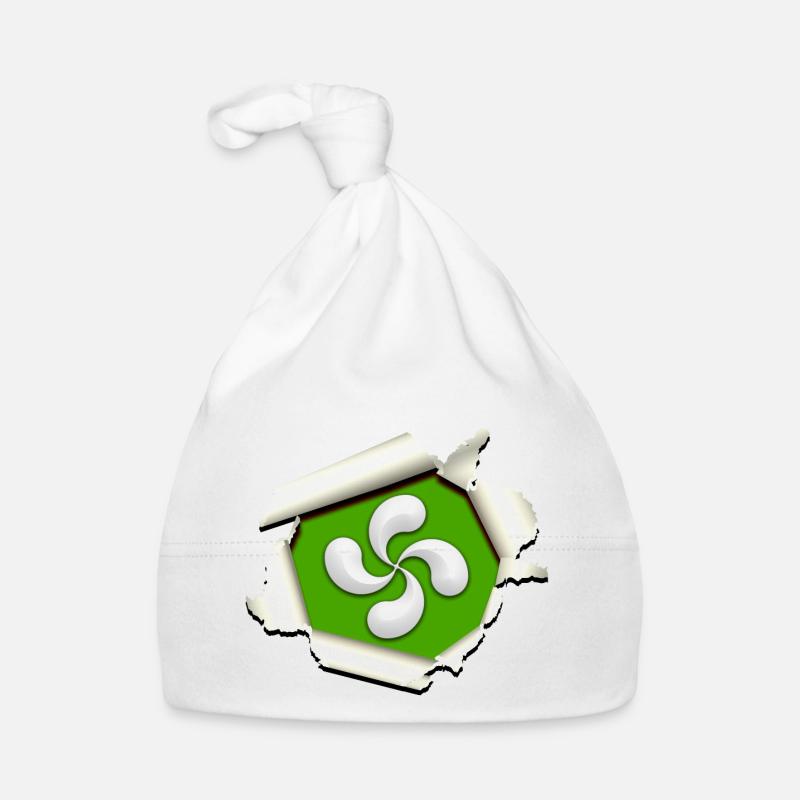 Croix du Pays Basque - Bonnet bio Bébé - blanc