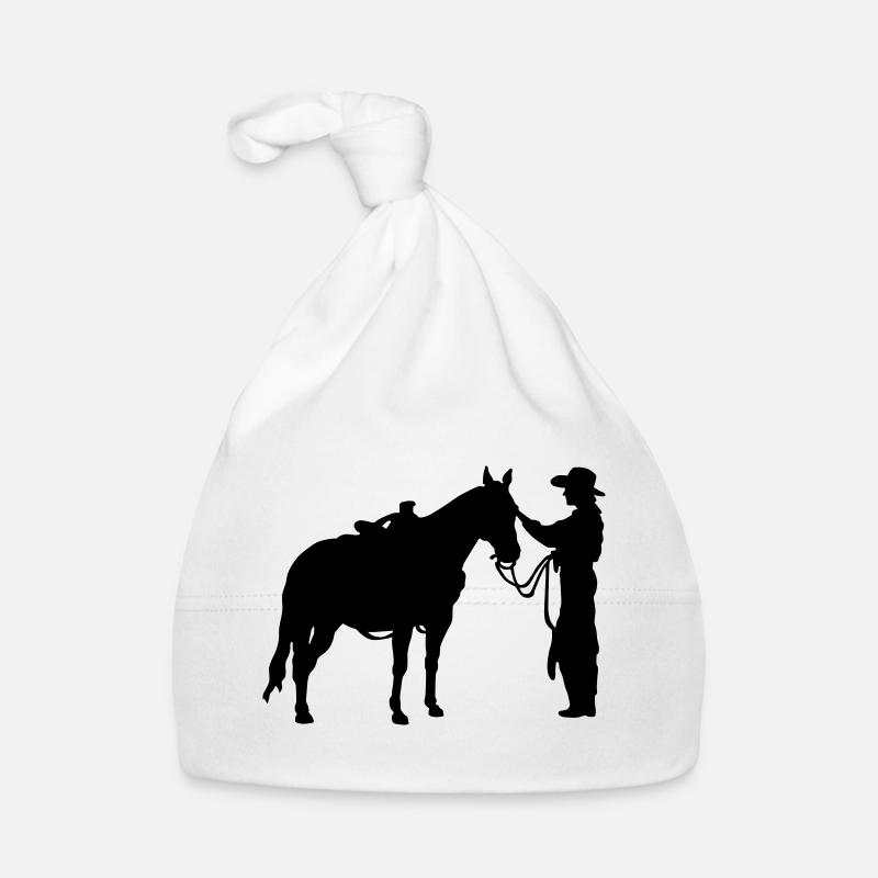 Frau mit Pferd - Baby Bio-Mütze - Weiß