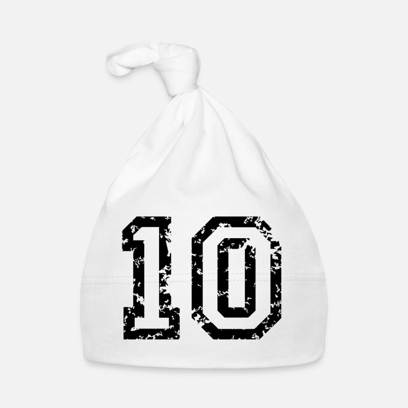 Le numéro dix - No. 10 (deux couleurs) blanc - Bonnet bio Bébé - blanc