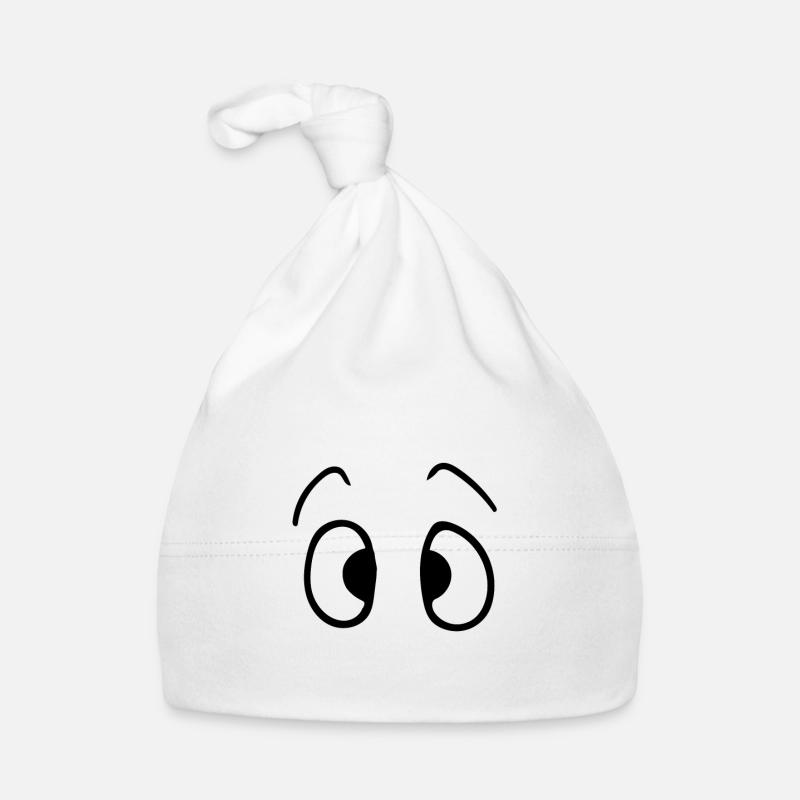 Yeux - strabisme - drôle - Bonnet bio Bébé - blanc