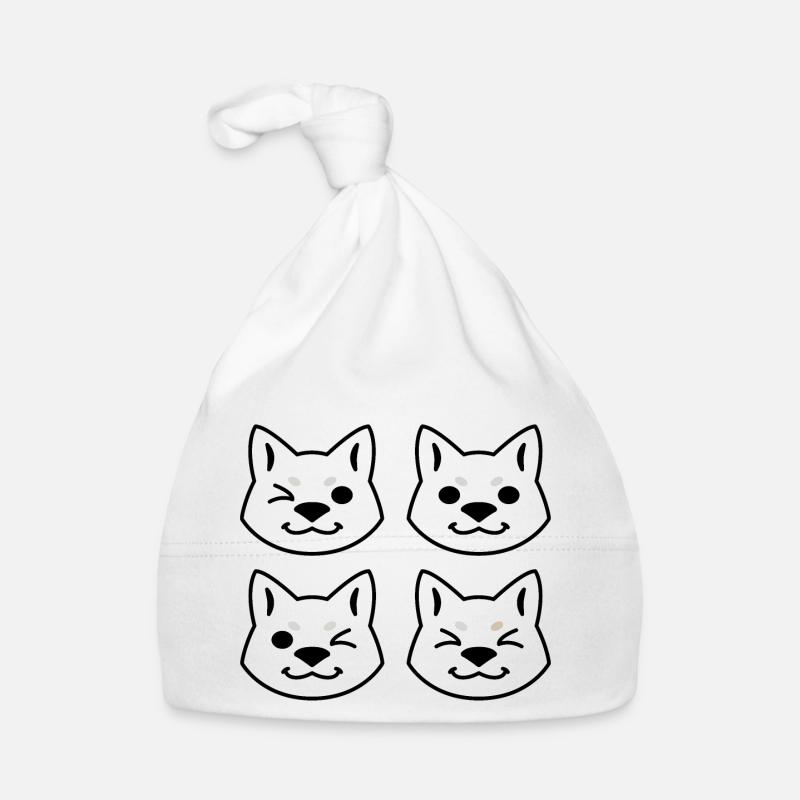 Four White Shibas Organic Baby Cap