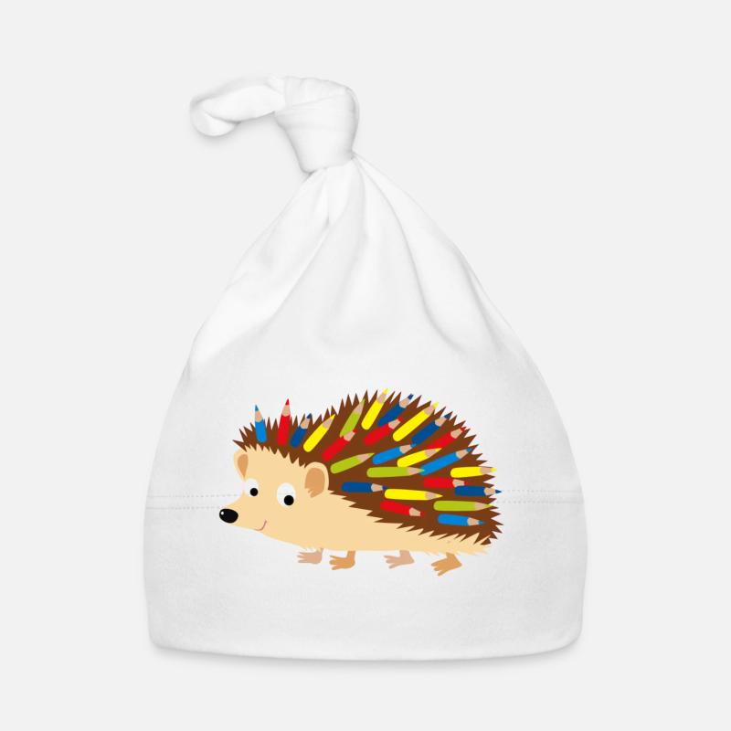Crayon de couleur hérisson - Bonnet bio Bébé - blanc