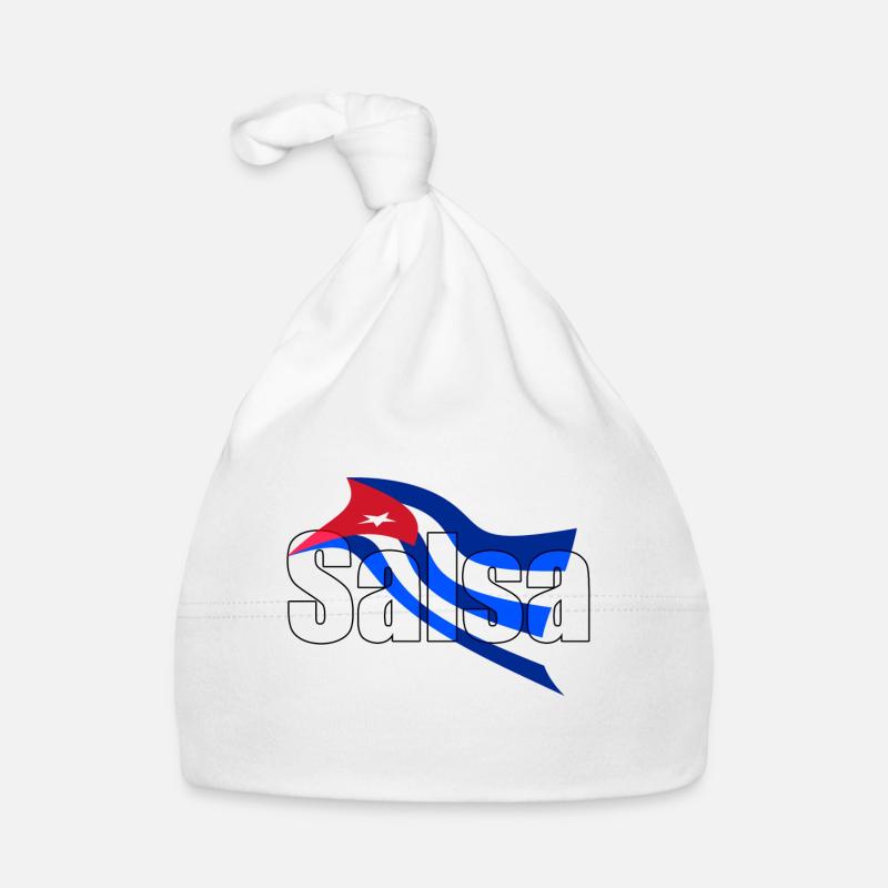 Fond avec salsa écrite drapeau cubain Bonnet bio Bébé