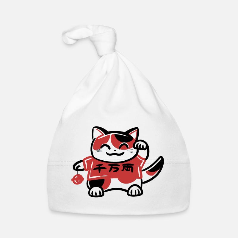 Japanese calico cat Maneki Neko Organic Baby Cap
