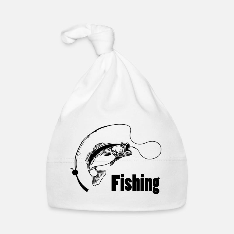 Fishing rod with hook and fish Organic Baby Cap