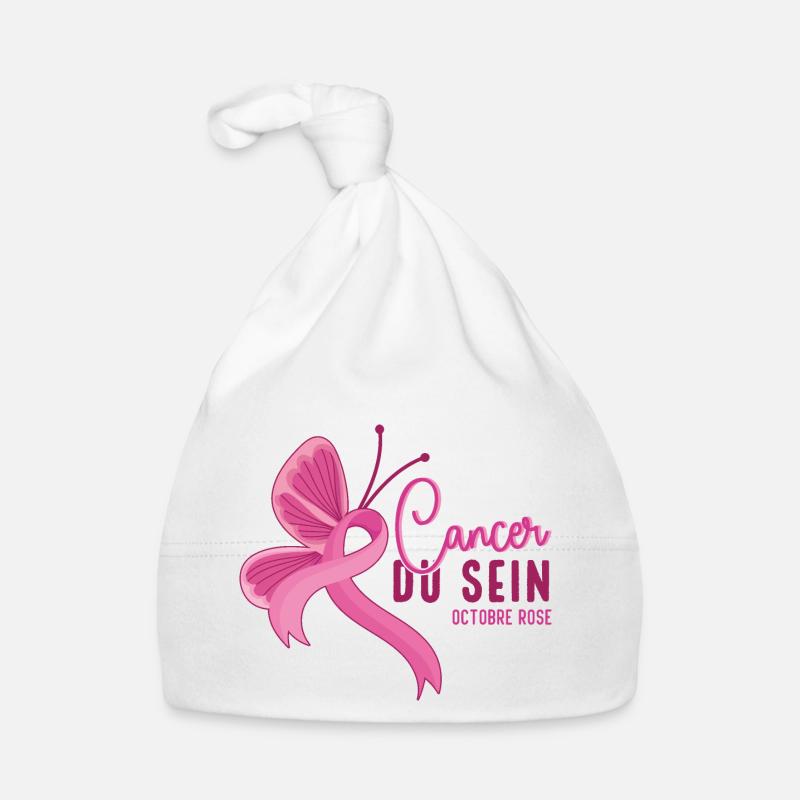 Ruben Rose De Sensibilisation Au Cancer Du Sein - Bonnet bio Bébé - blanc