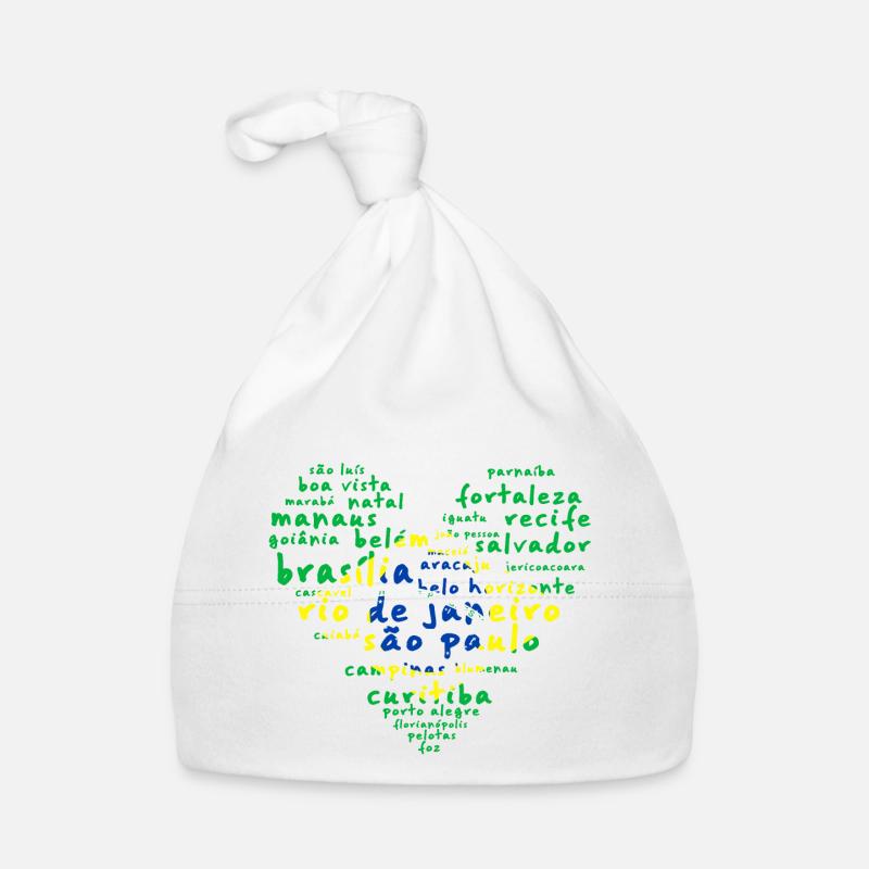Cities Brazil Flag Heart Organic Baby Cap