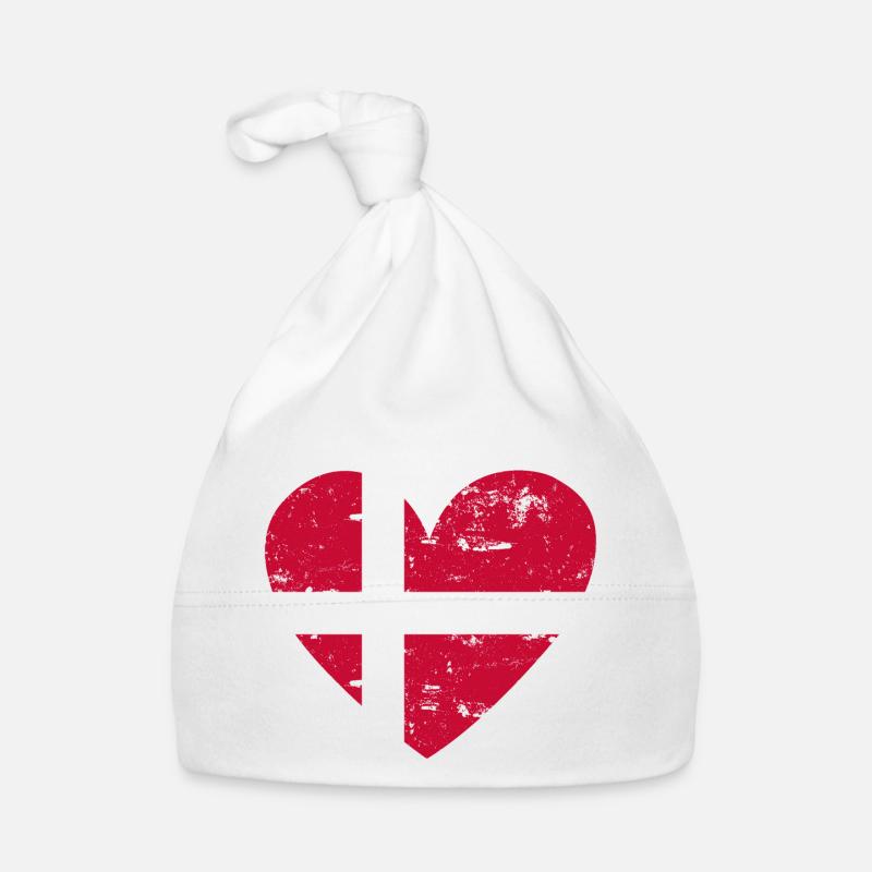 Flag Heart Denmark Flag Organic Baby Cap