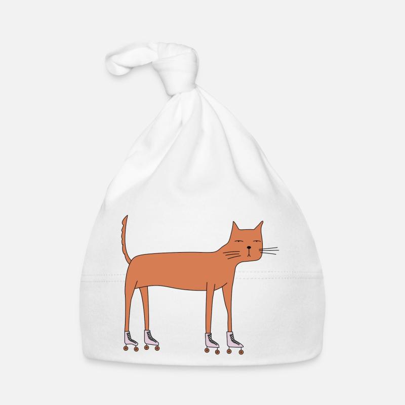 Chat sur roller quad - Bonnet bio Bébé - blanc
