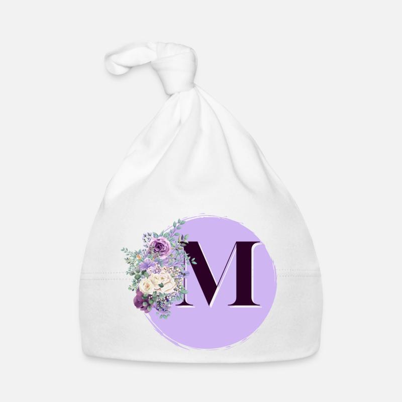 lettre M Couronne de fleurs Bonnet bio Bébé