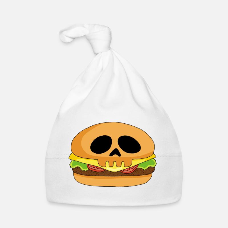 Crâne burger - Bonnet bio Bébé - blanc