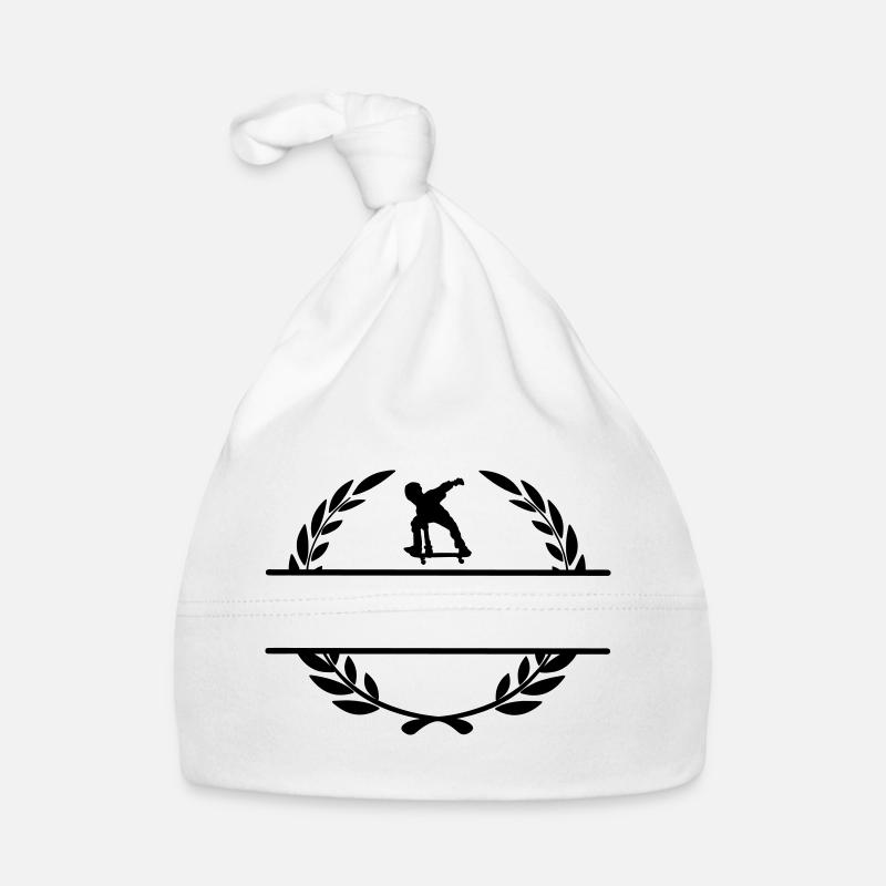 Skateborder Monogramm im Lorbeerkranz Baby Bio-Mütze