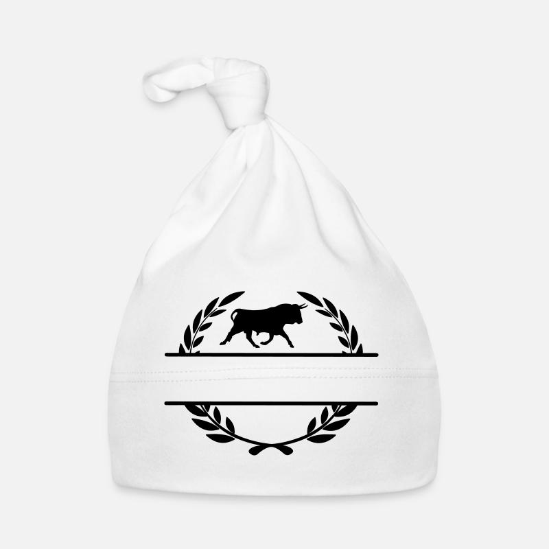 Taureau en monogramme de couronne de laurier Bonnet bio Bébé