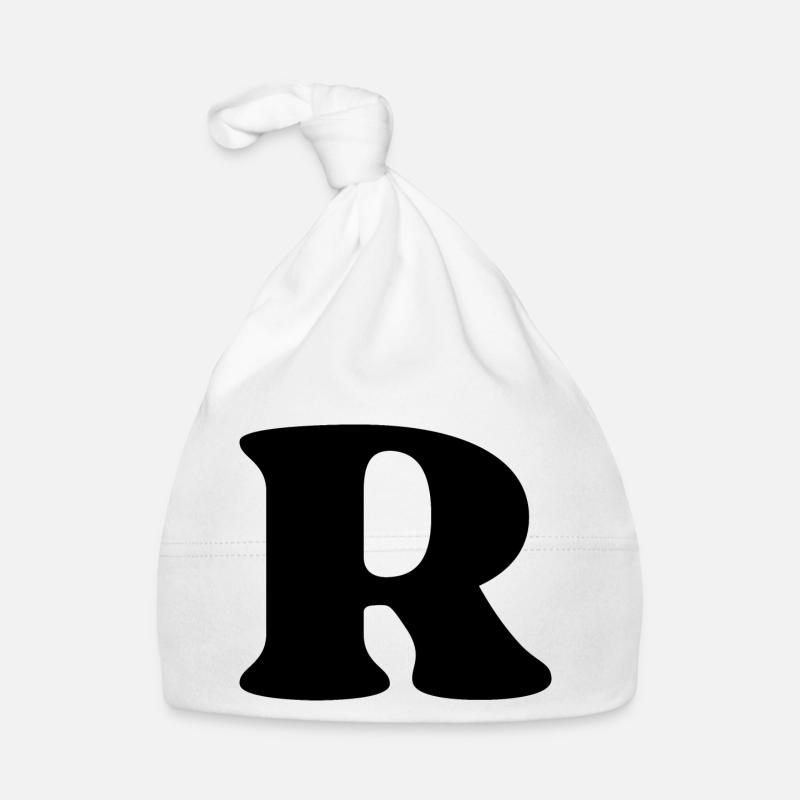 Letter r - Organic Baby Cap - white