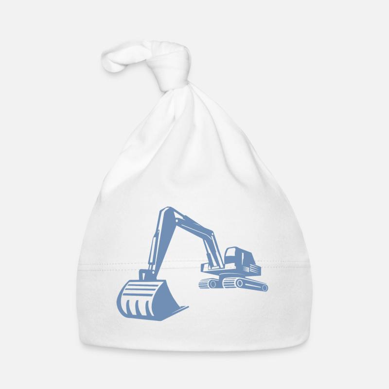 Excavator Silhouette, Precise Design for Organic Baby Cap