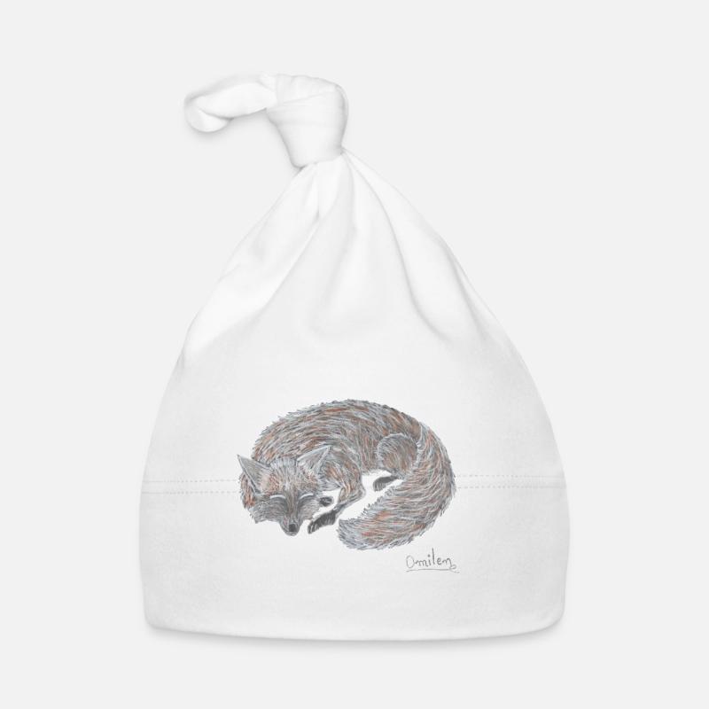 Le renard dort - Bonnet bio Bébé - blanc