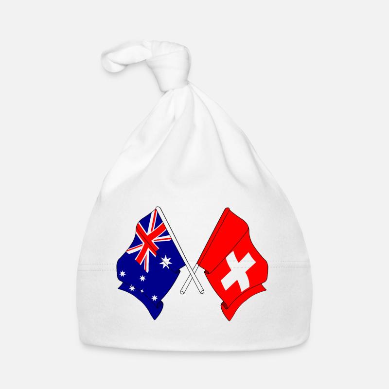 Flagge von Australien und Flagge Schweiz Baby Bio-Mütze