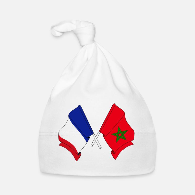 Drapeau de la France et drapeau du Maroc Bonnet bio Bébé