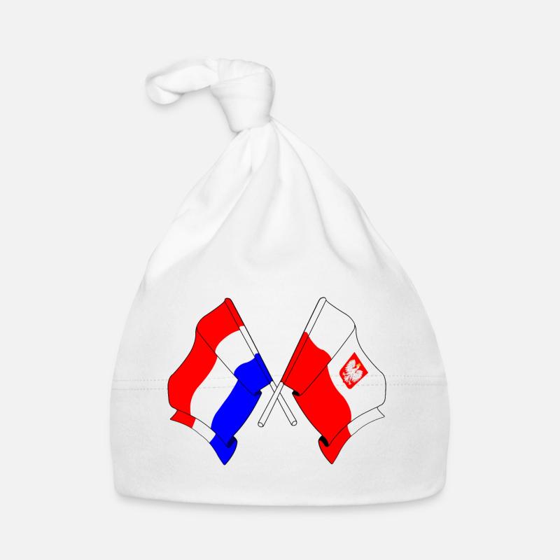 Drapeau des Pays-Bas et drapeau de la Pologne Bonnet bio Bébé